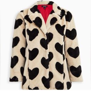 Torrid Cream and Black Heart Teddy Jacket